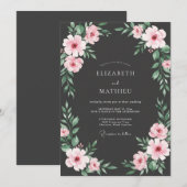 Invitation Mariage Charbon Rouge Pétales (Devant / Derrière)