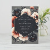 Invitation Mariage Charbon & Russet Dramatic Bloom (Debout devant)