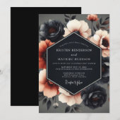 Invitation Mariage Charbon & Russet Dramatic Bloom (Devant / Derrière)