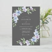 Invitation Mariage Charbon Violet Pétales (Debout devant)