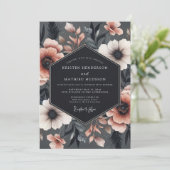 Invitation Mariage Charcoal Blush Somber Flora (Debout devant)