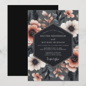 Invitation Mariage Charcoal Blush Somber Flora (Devant / Derrière)