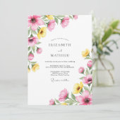 Invitation Mariage Charmant de Printemps Rose Jaune (Debout devant)