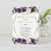 Invitation Mariage Charme Lavande Bleu Marine Fleurs (Debout devant)