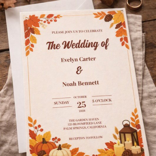 Invitation Mariage Charme Saison Automne