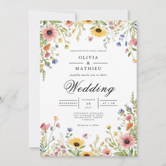Invitation Mariage charnan floral pâté (Devant)