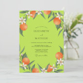 Invitation Mariage Chartreuse Citron Orange Eucalyptus (Debout devant)