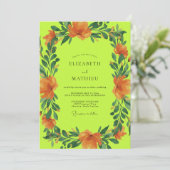 Invitation Mariage Chartreuse et Pavot Orange (Debout devant)