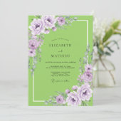 Invitation Mariage Chartreuse Lavande Ranunculus Eucalyptus (Debout devant)