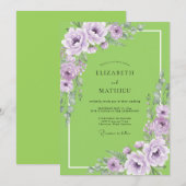 Invitation Mariage Chartreuse Lavande Ranunculus Eucalyptus (Devant / Derrière)