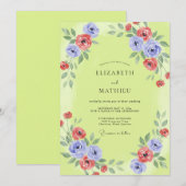 Invitation Mariage Chartreuse Pervenche Poppy (Devant / Derrière)
