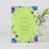 Invitation Mariage Chartreuse Rose Peony (Debout devant)