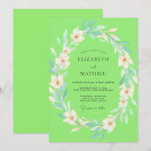 Invitation Mariage Chartreuse sur fond blanc (Devant / Derrière)