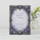 Invitation Mariage Château Gothique Violet (Debout devant)