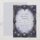 Invitation Mariage Château Gothique Violet (Devant / Derrière)