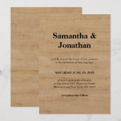 Invitation Mariage chêne classique grain de bois clair (Devant / Derrière)