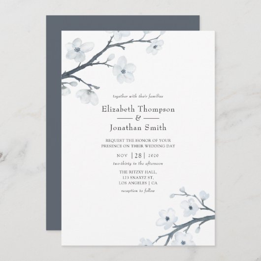 Invitation Mariage Cherry Blossoms (Devant / Derrière)