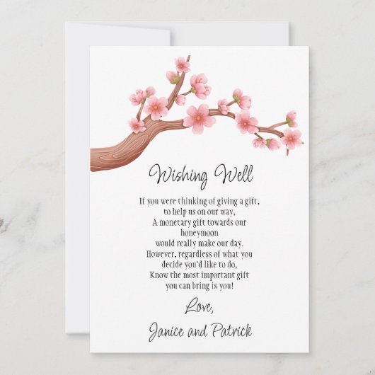Invitation Mariage Cherry Blossoms Succursale Wishing Well Ca (Devant)