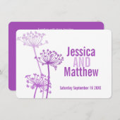 Invitation mariage Chervil moderne fleur violet ro (Devant / Derrière)