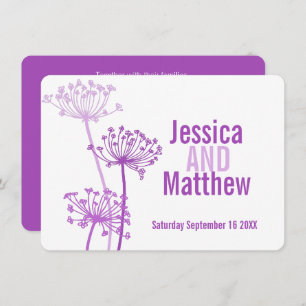 Invitation mariage Chervil moderne fleur violet ro