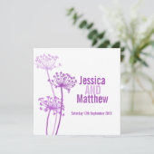 Invitation mariage Chervil moderne fleur violet ro (Debout devant)