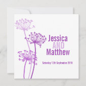 Invitation mariage Chervil moderne fleur violet ro (Devant)