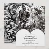 Invitation Mariage Chevalier Vintage & Jeune Fille Belle (Devant / Derrière)