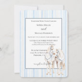 Invitation Mariage Chevaux Blancs Bleu Bébé Rayures (Devant)
