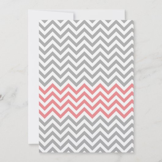 Invitation Mariage Chevron gris, blanc et corail (Dos)