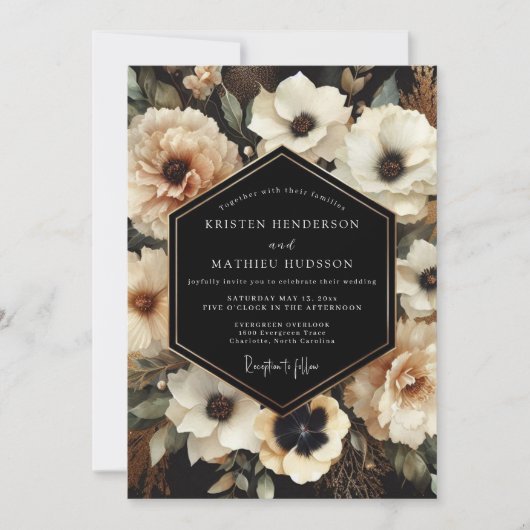 Invitation Mariage Chiaroscuro Crème de Charbon (Devant)