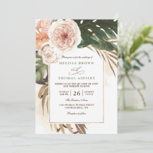 Invitation Mariage chic au désert floral tropical bohème avec