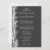 Invitation Mariage Chic avec Bordure Botanique Blanche (Devant)