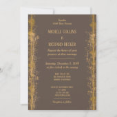 Invitation Mariage Chic avec Bordure Botanique Or (Devant)