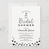 Invitation Mariage chic avec pot Mason et coeurs noir (Devant)
