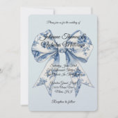 Invitation Mariage Chic Blanc Bleu Clair Ruban (Devant)