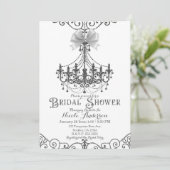 Invitation Mariage Chic Blanc et Argent Bow Shower (Debout devant)