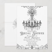 Invitation Mariage Chic Blanc et Argent Bow Shower (Devant / Derrière)