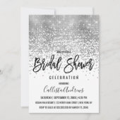 Invitation Mariage Chic Blanc Paillettes Confettis (Devant)