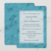 Invitation Mariage chic bleu aqua marbré (Devant / Derrière)