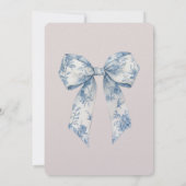 Invitation Mariage Chic Bleu Blanc Ruban Rose Pâle (Dos)