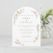 Invitation Mariage Chic Bohème Pastel Fleurs Sauvages Printem (Debout devant)