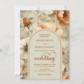 Invitation Mariage Chic Bohème Rustique Fleurs en Terre Cuite (Devant)