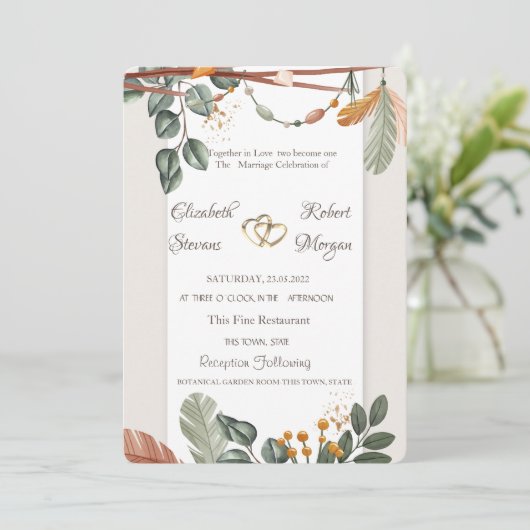 Invitation Mariage Chic Boho (Debout devant)
