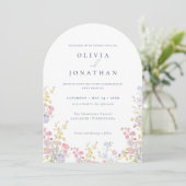 Invitation Mariage Chic Boho Jardin Fleurs Sauvages Printemps (Debout devant)