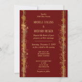 Invitation Mariage Chic Bordure Botanique Or (Devant)