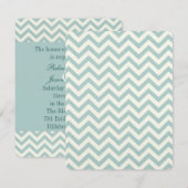 Invitation Mariage chic chevron sarcelle et menthe (Devant / Derrière)