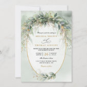 Invitation Mariage chic code qr élégant verdure aquarelle (Devant)