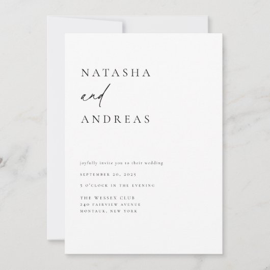 Invitation Mariage chic contemporain (Devant)