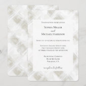 Invitation Mariage Chic Crème Rayures Blanches (Devant / Derrière)