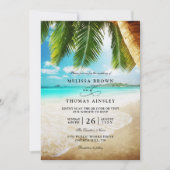 Invitation Mariage chic de destination de plage tropicale ave (Devant)
